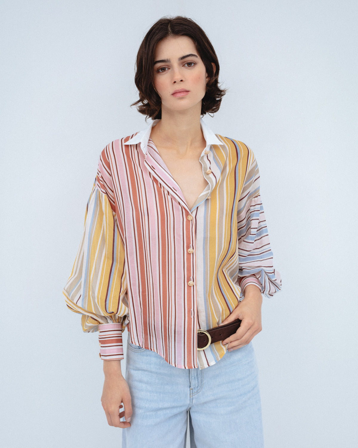 Camisa Algodón Patchwork Rayas