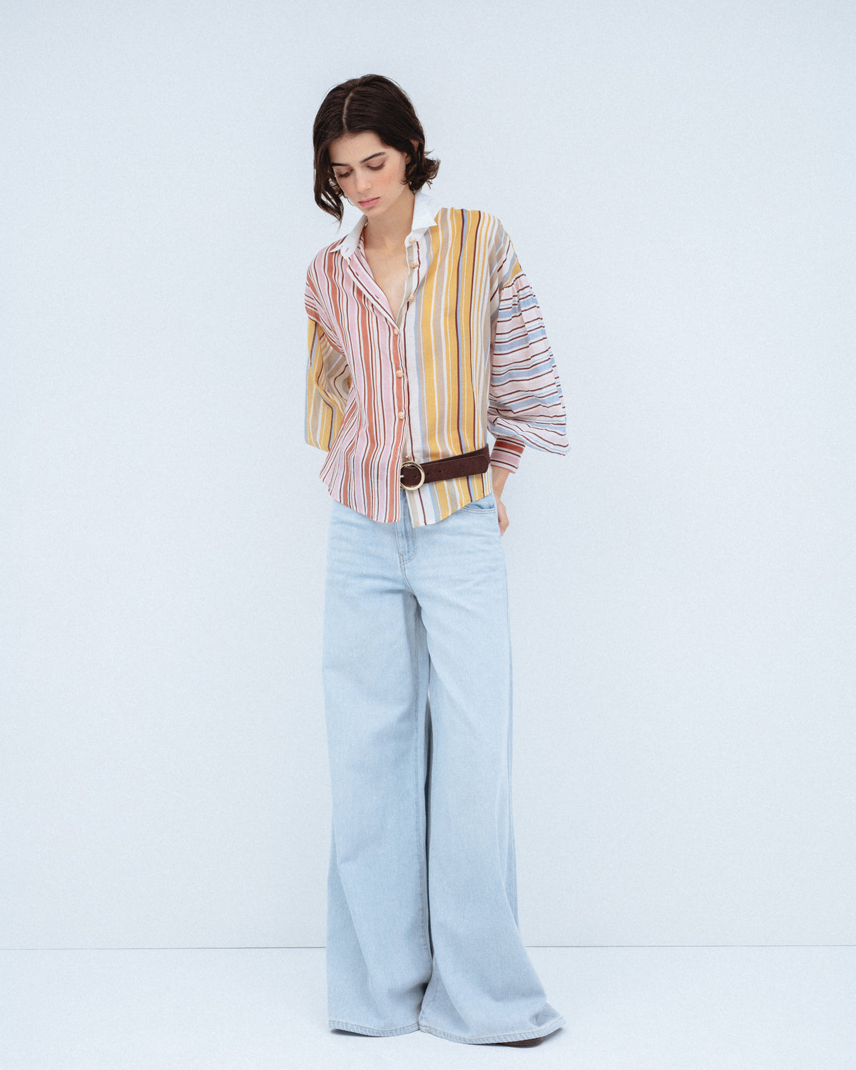 Camisa Algodón Patchwork Rayas