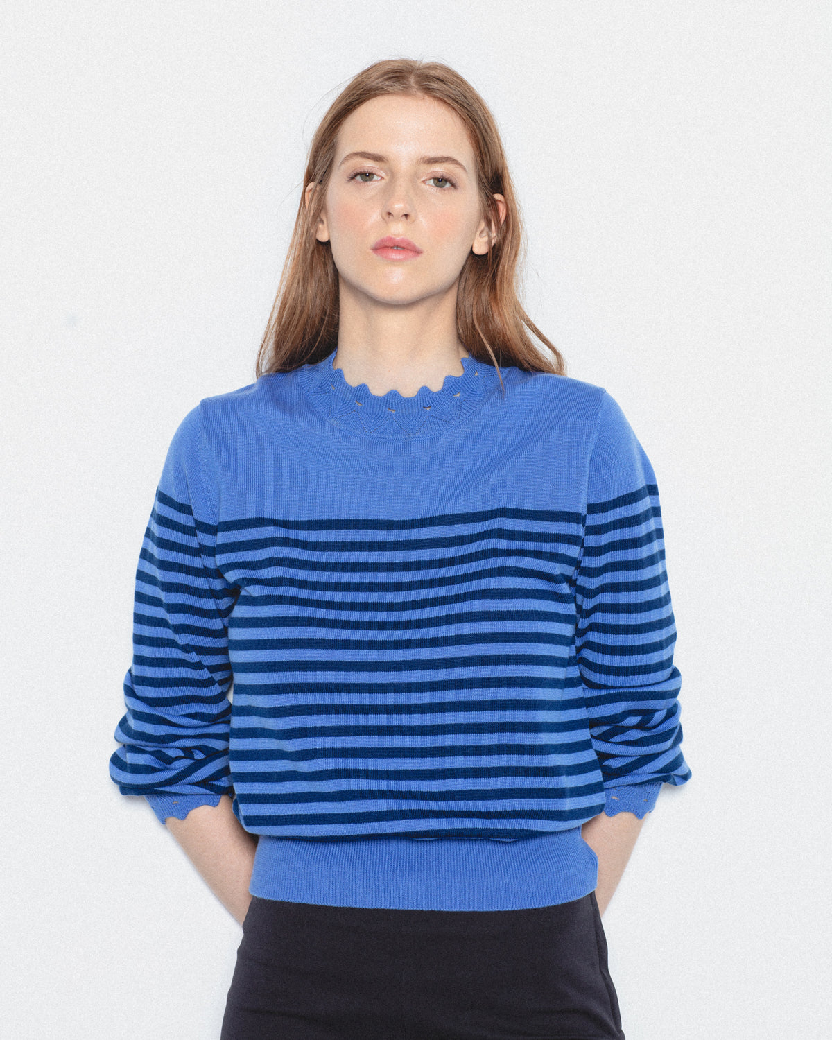 Jersey Rayas Cuello Calado con Lana