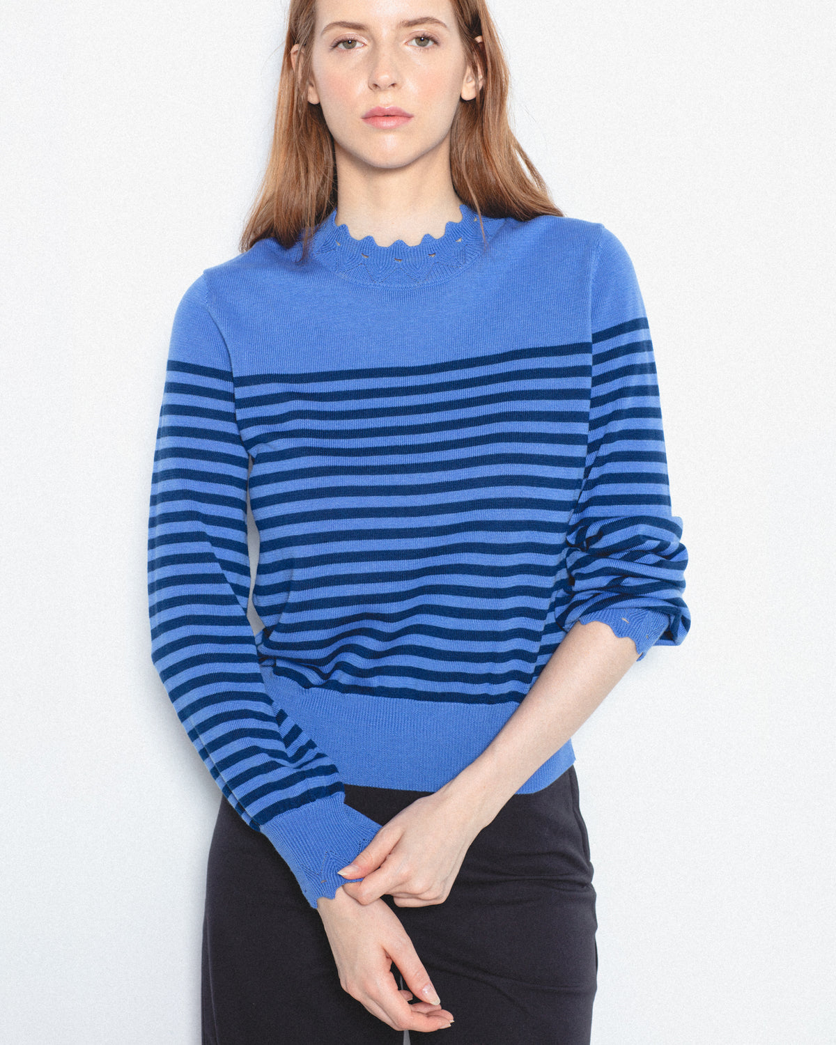 Jersey Rayas Cuello Calado con Lana