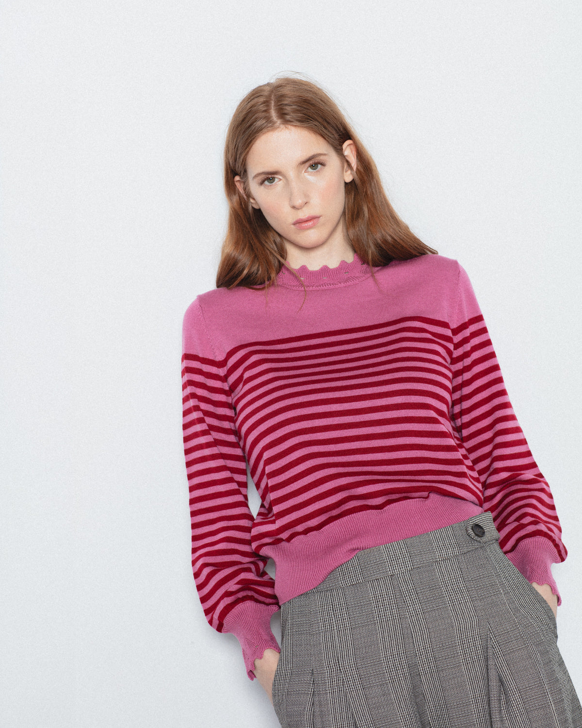 Jersey Rayas Cuello Calado con Lana