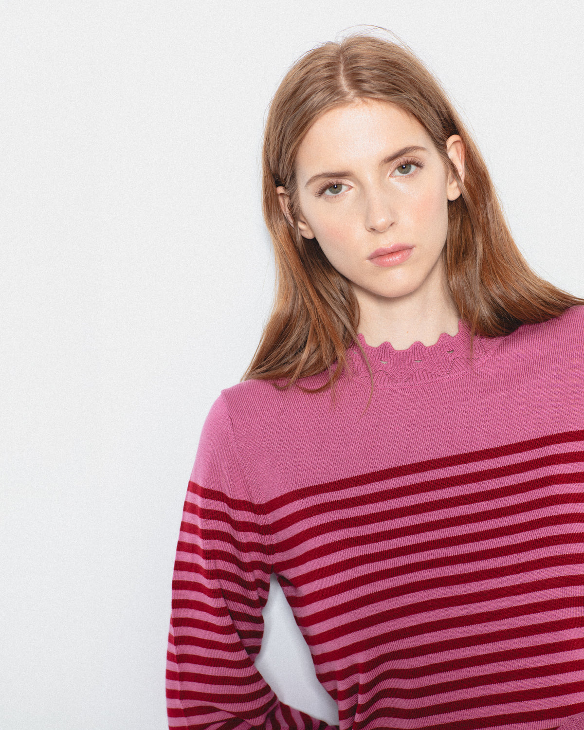 Jersey Rayas Cuello Calado con Lana